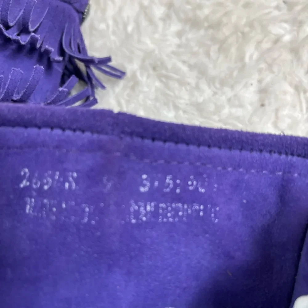 Minnetonka little girl leather suede purple fringe layers knee high boots SZ9